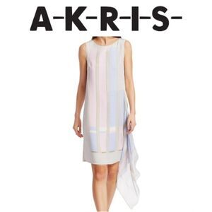 Akris Women's Multicolored Pastel Silk Striped Sleeveless Dress - 4 $1079